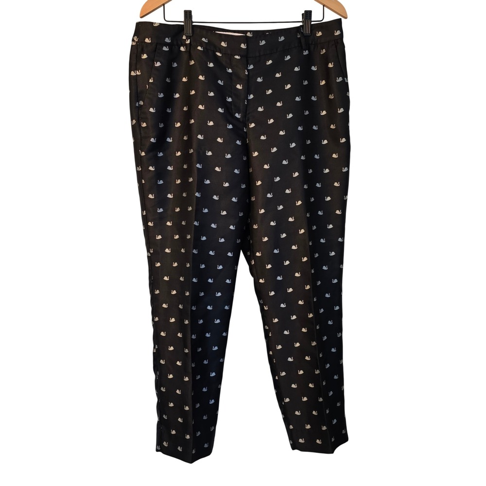 Talbots RSVP Black Swan Print Cropped Pants‎ Women's Size 12